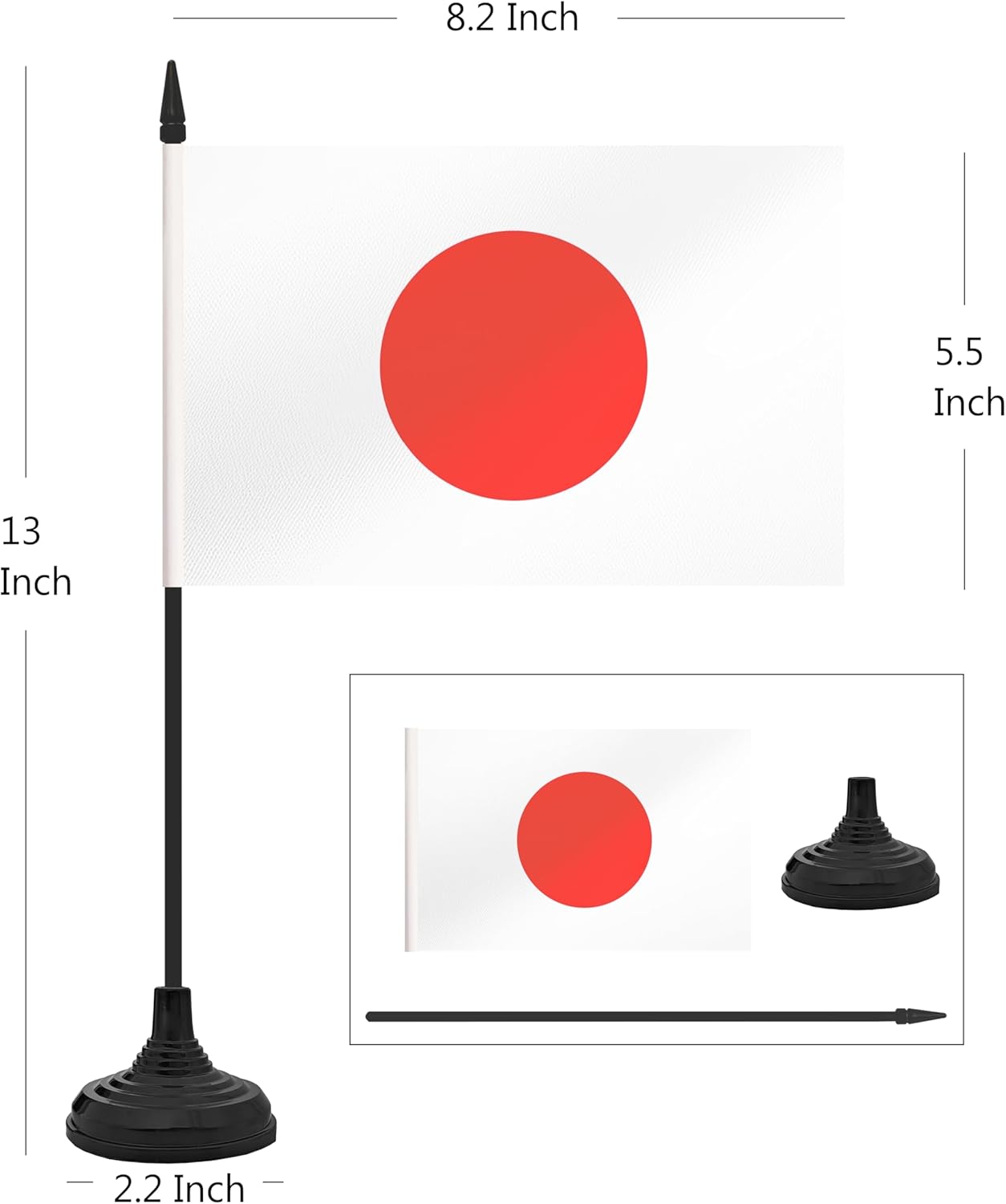 12 Pack Japan Desk Flag Set, Japanese Table Office Flag, Small Miniature Desktop Flag With Black Pole and Black Base, Classroom, Offices Meeting Desk Decoration (Japan)