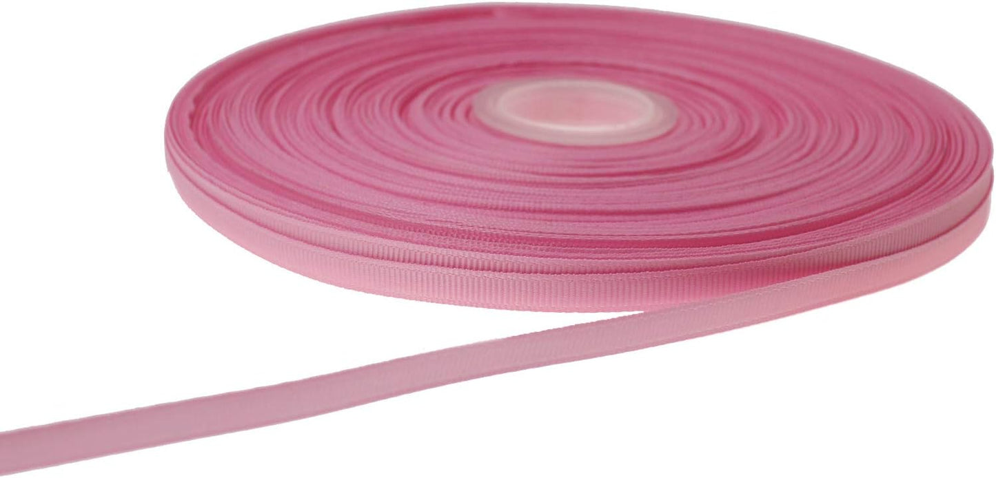 Jesep One Roll 100 Yards 1/4" Soild Grosgrain Ribbon Boutique Gift Wrapping Package Ribbon, DIY Crafts Bow Hair Headband Accessories Assorted Ribbon#123 (1/4" 6mm, Pink)