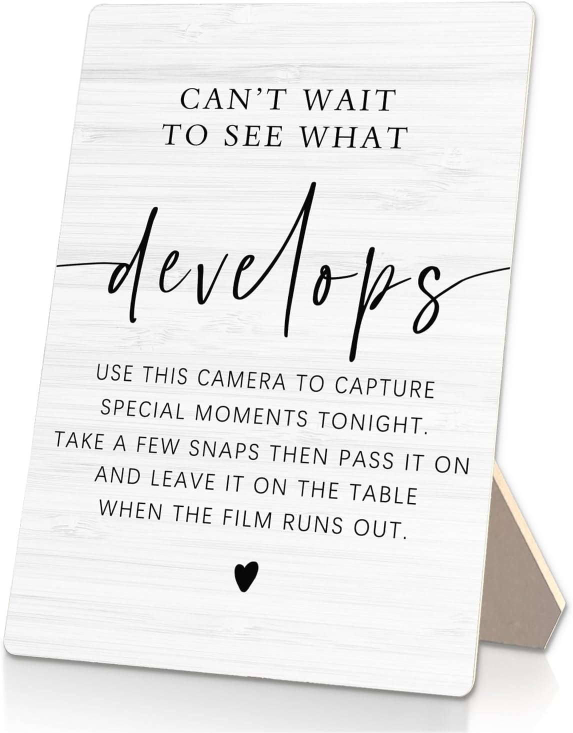 Can't Wait To See What Develops Wooden Stand 5x7inch, Wedding Camera Sign, Guest Photo Sign, Wedding Decor