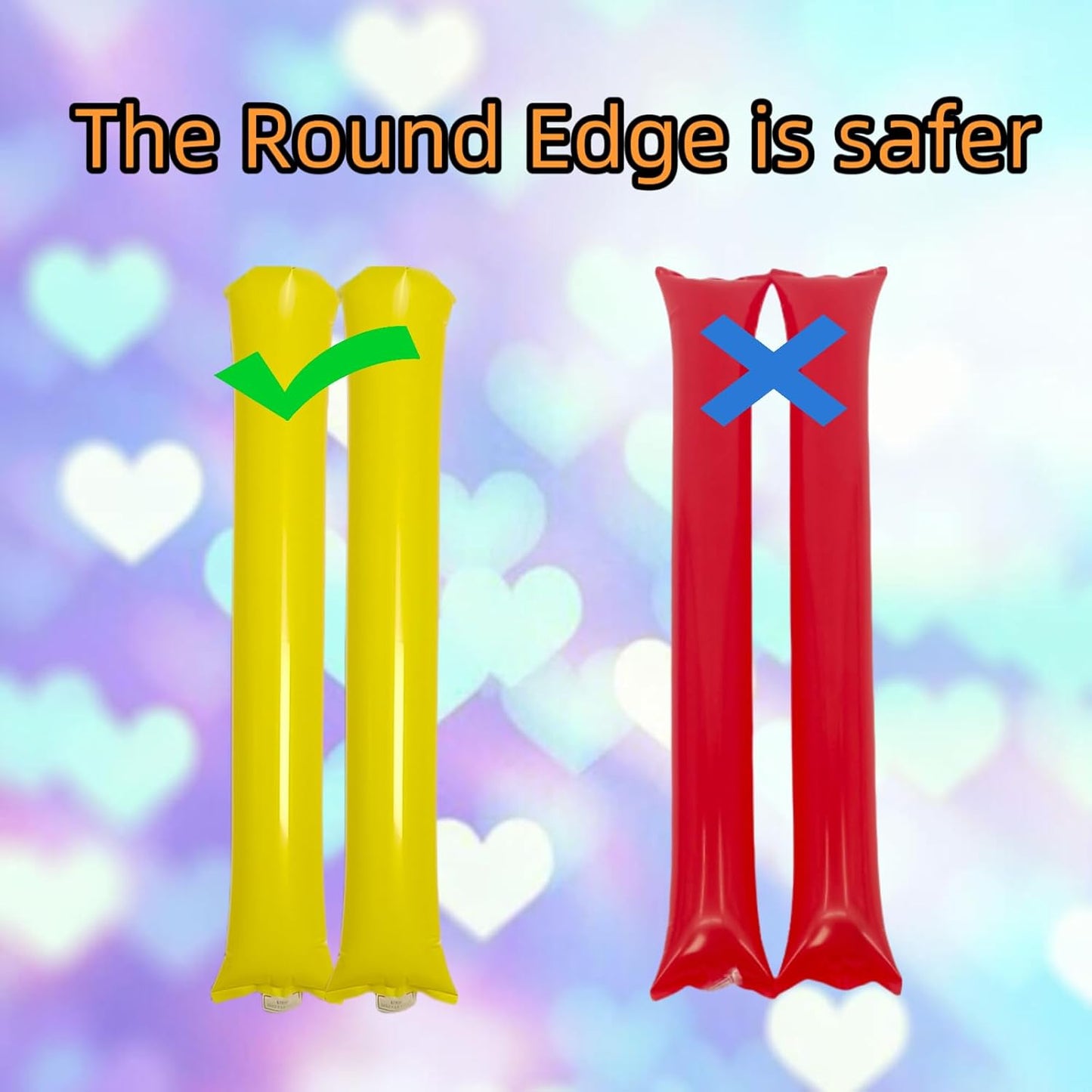 48pcs Round Head Boom Sticks Thunder Sticks Cheering Sticks Team Spirit Plastic Cheerleading Spirit Stick Clapper Inflatable Noise Maker Sports Supply (Yellow)