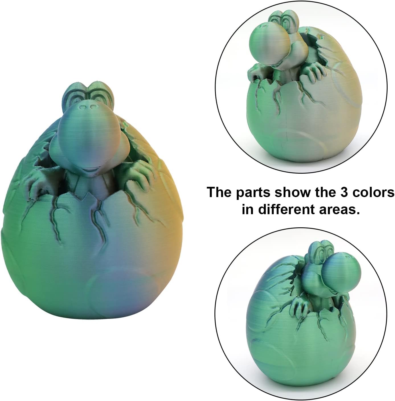 YOUSU PLA Filament Triple Color Coextrusion Silk 3D Printer Filament 1.75mm for 3D Printer & 3D Pen, Multicolor PLA Rainbow Filament,1kg(2.2lbs) Silk Gold Green Blue.