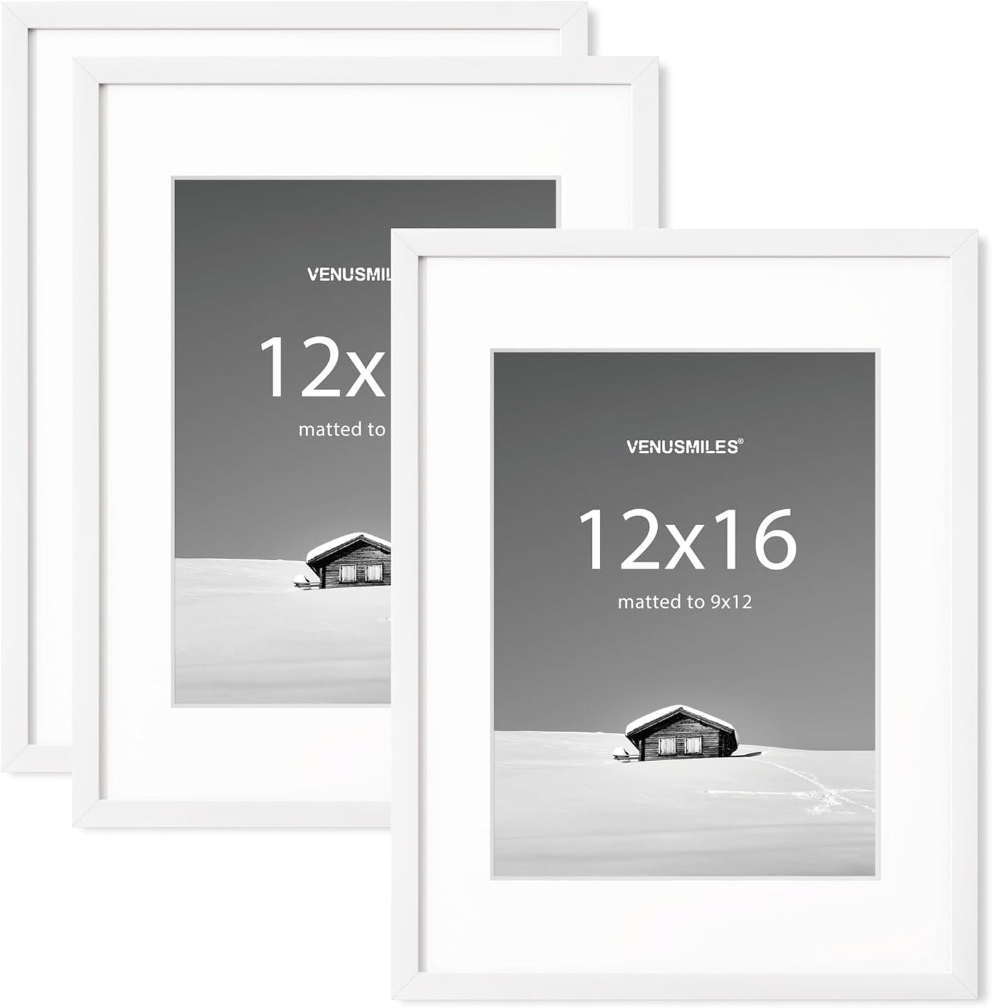 12x16 inch Picture Frame, 12x16 Photo Frames with 8.5x11 Removable Mat - High Definition Plexiglass - Vertical and Horizontal Display - Wall Hanging Frame - White, 3 Pack