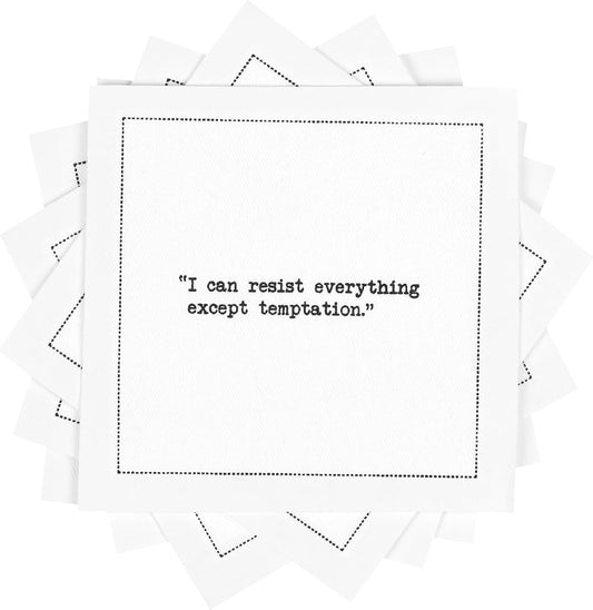 Oscar Wilde Quotes Napkins, White Cotton Cloth Napkins, 4.5" x 4.5" - (50 Pack)