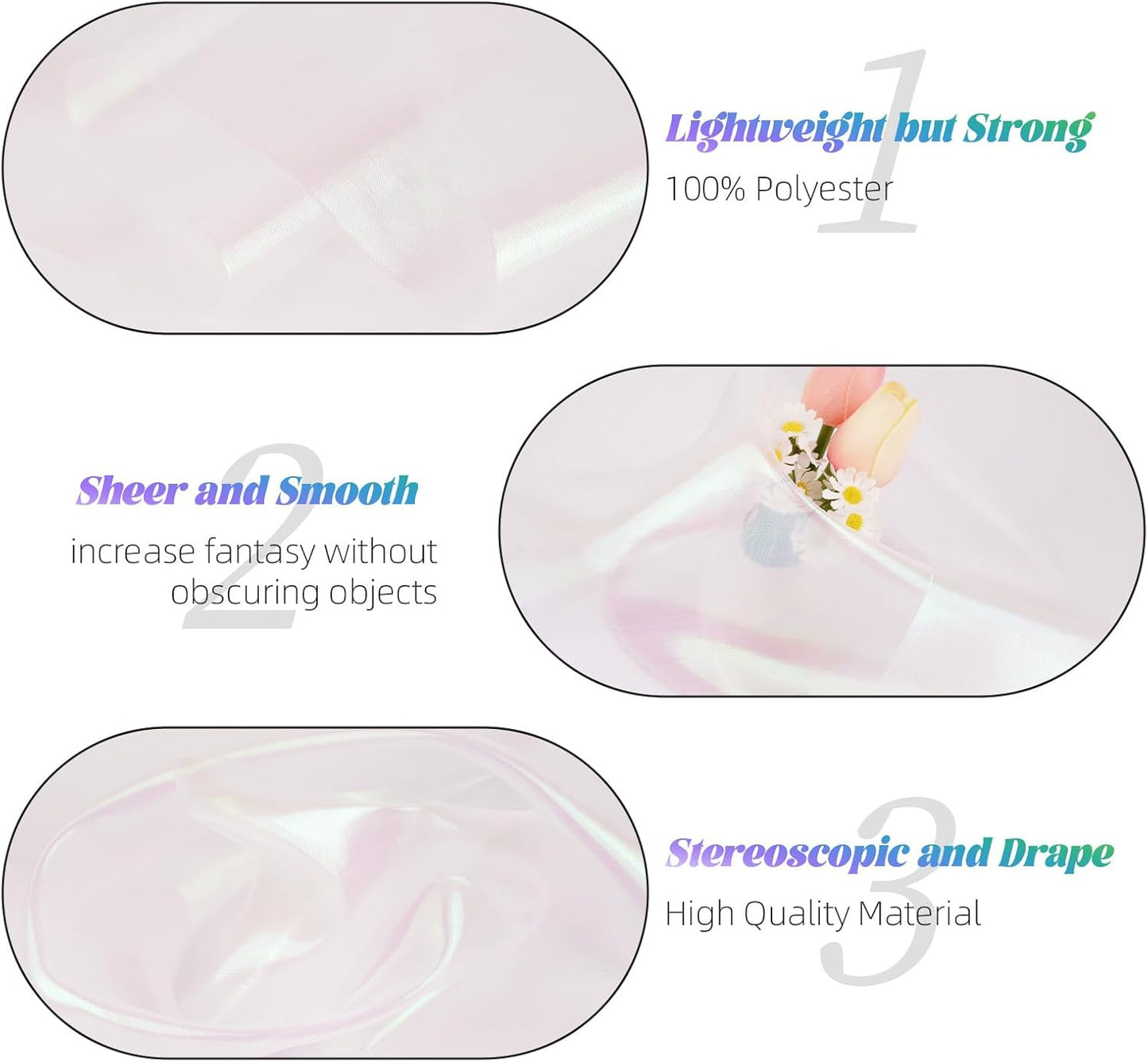 Crystal Organza Fabric Tulle 11 Inch by 50 Yards Sheer Tulle Rolls for DIY Craft Wedding Party Baby Shower Decor Gift Wrapping Party Supplies (Fantasy White)