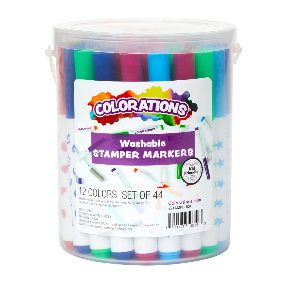 Colorations STAMPBUCK Colorations Washable Marker Stamper Bucket (Pack of 44)