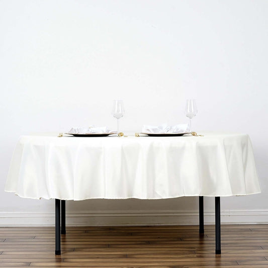 Efavormart Round Tablecloth, 70 Inch Stain & Wrinkle Resistant Washable Table Cloth, Decorative Polyester Fabric Table Cover for Banquet, Wedding, Dining- Ivory