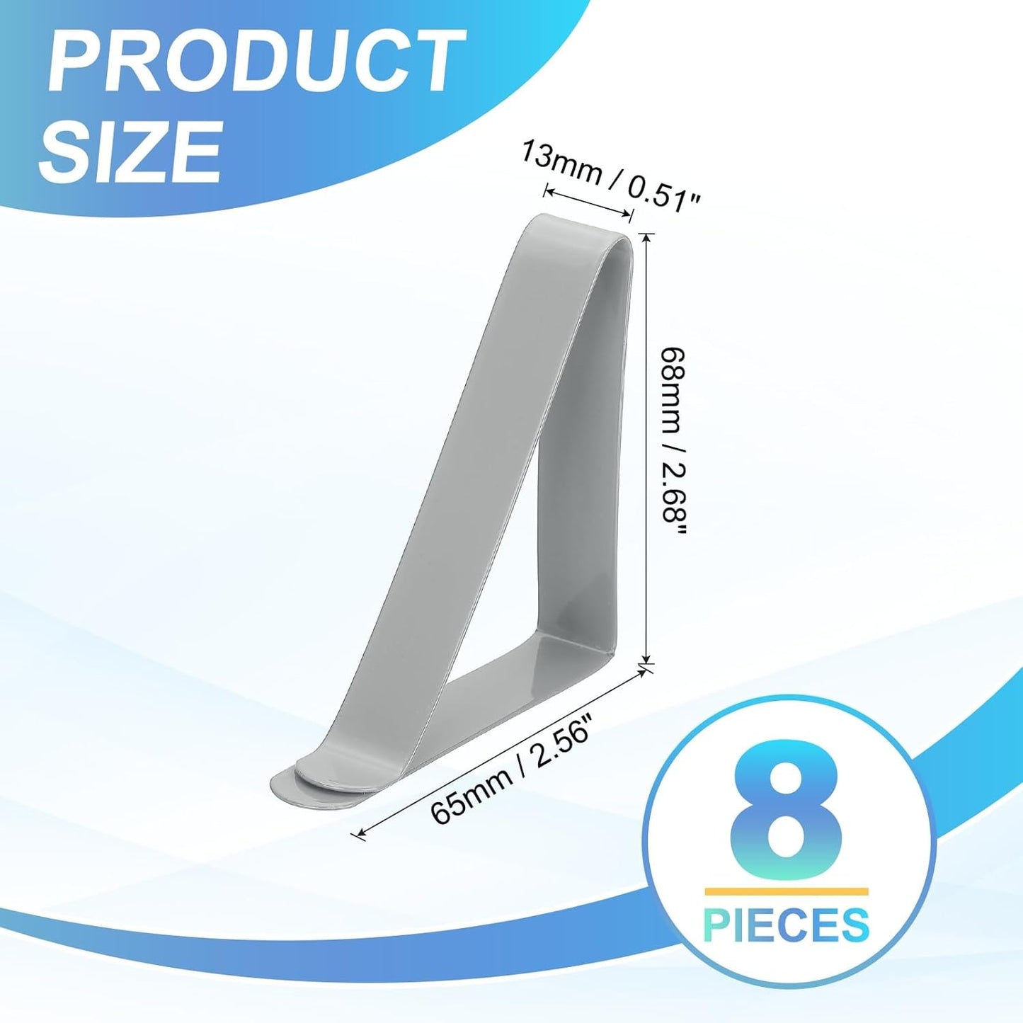 uxcell 8 Pack Tablecloth Clips, Stainless Steel Table Cloth Cover Clamps, 2.56" x 2.68" Windproof Holder Clips for Home Party Picnic Wedding Camping Dining Tables, Gray