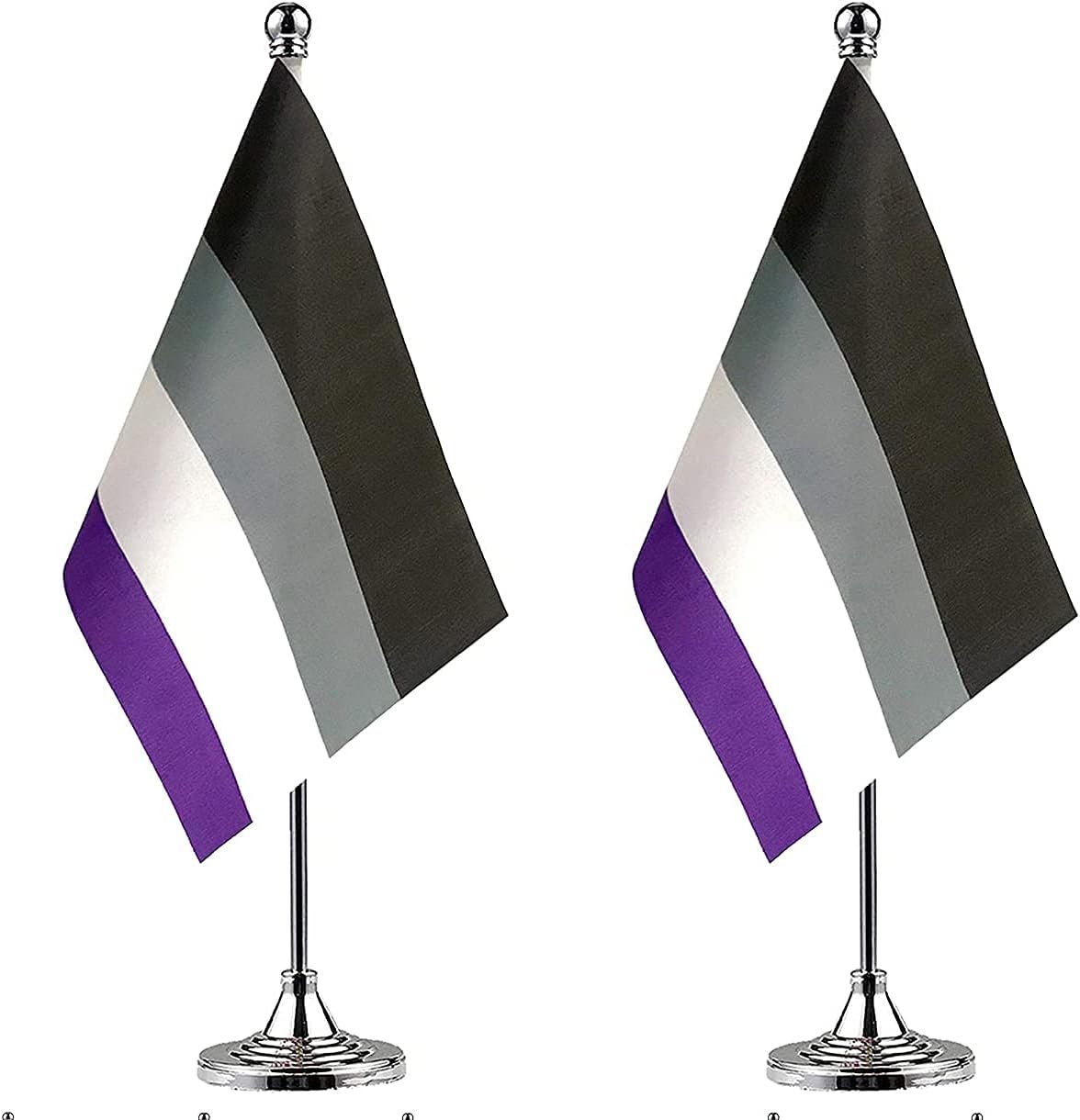 ZXvZYT 2 Pack Pride Rainbow Asexual flag Asexual table flag,Small Mini LGBT Desk Flags With Stand Base,American Rainbow Mardi Gras Party Decorations Supplies