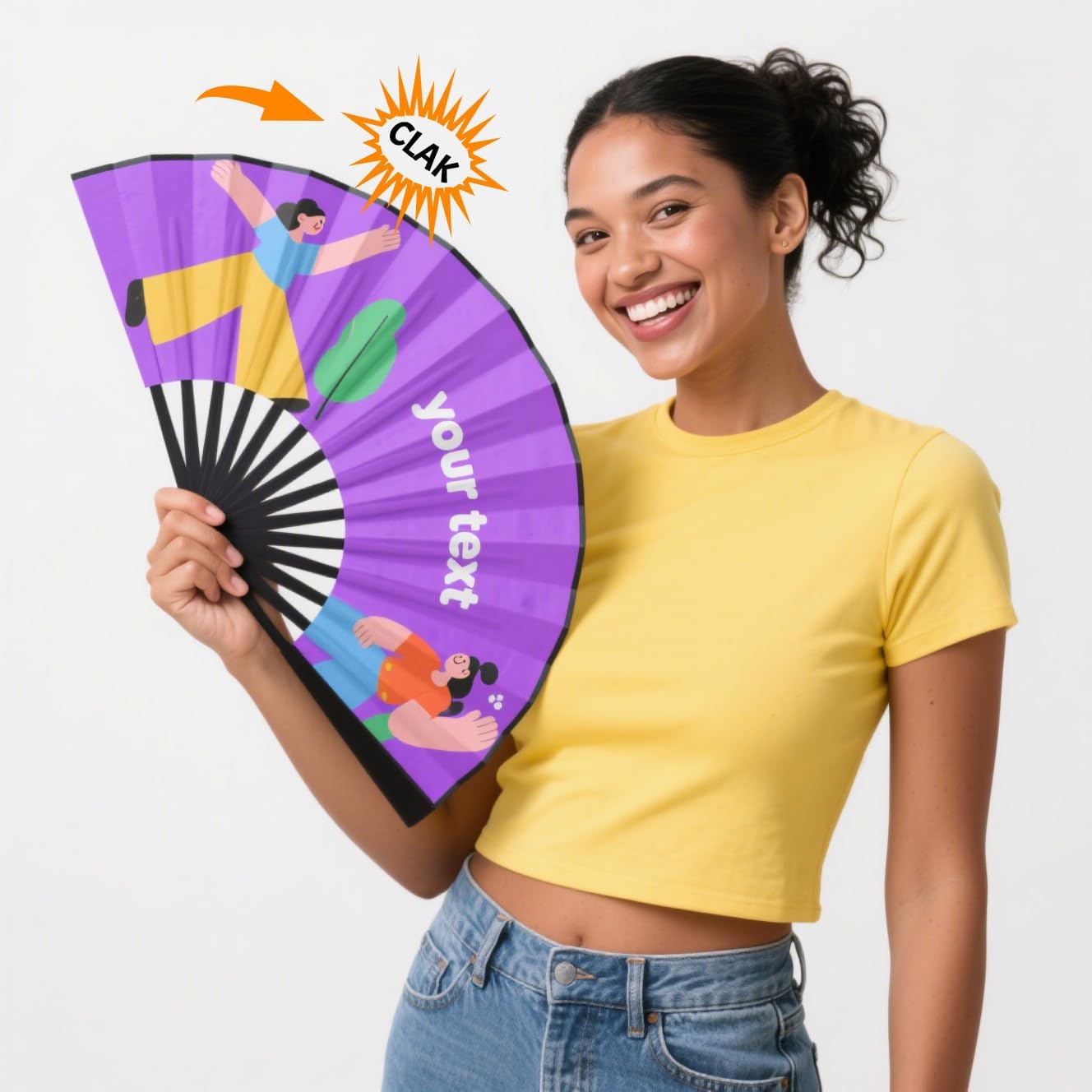 Custom Fans with Your Photo/Text - Personalized Folding Hand Fan for Line Dancing, Weddings, Parties | Decorative Gift for Women, Church Events & Dance Performances (1, 10 Inch)