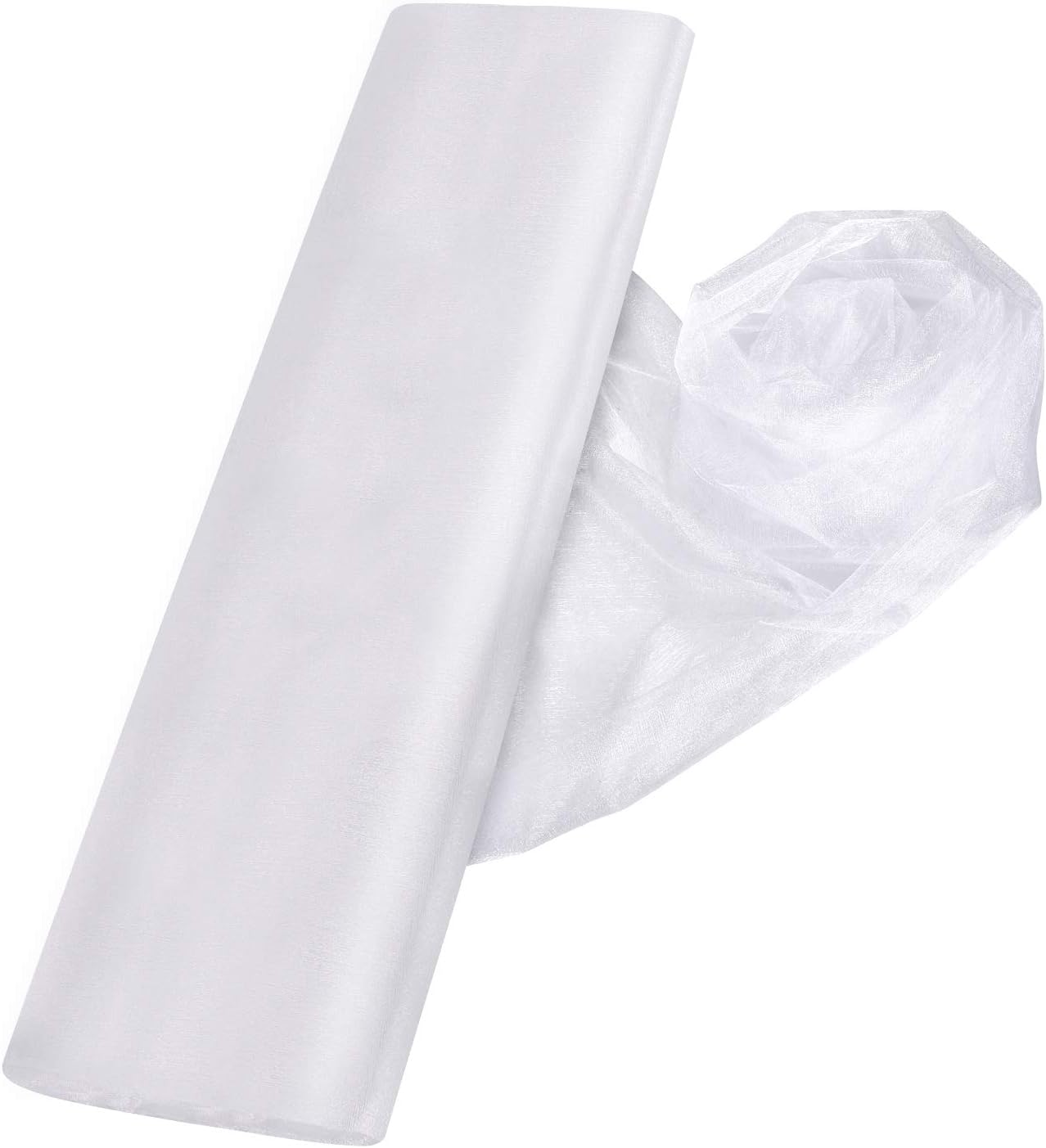 Crystal Organza Tulle Sheer Fabric Backdrop Curtains for Wedding Baby Shower Birthday Party Event Decor, 19” by 30 Yard (White)