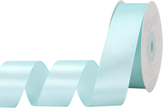 Light Blue Satin Ribbon 1 inch X Continuous 25 Yards, Single Face Polyester Ribbon Perfect for Gift Wrapping, Flower Bouquet, Wedding Decor, Crafts, Bow Making, Sewing and More