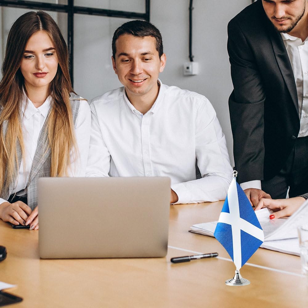 Scotland Flag Scottish Flags, Small Mini Scottish Desk Flag, Used for Table Office Classroom Home Patriotic Events Decorations