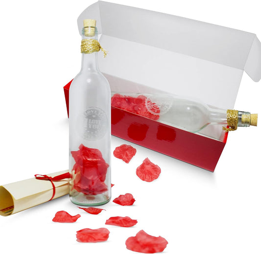 Letter in a Bottle - Valentine's Day, Anniversary or Birthday Gift for Girlfriend, Boyfriend, Fiancée, Husband Or Loving Wife - Seal the Romance Message in the Large Full Wine Size Glass Bottle