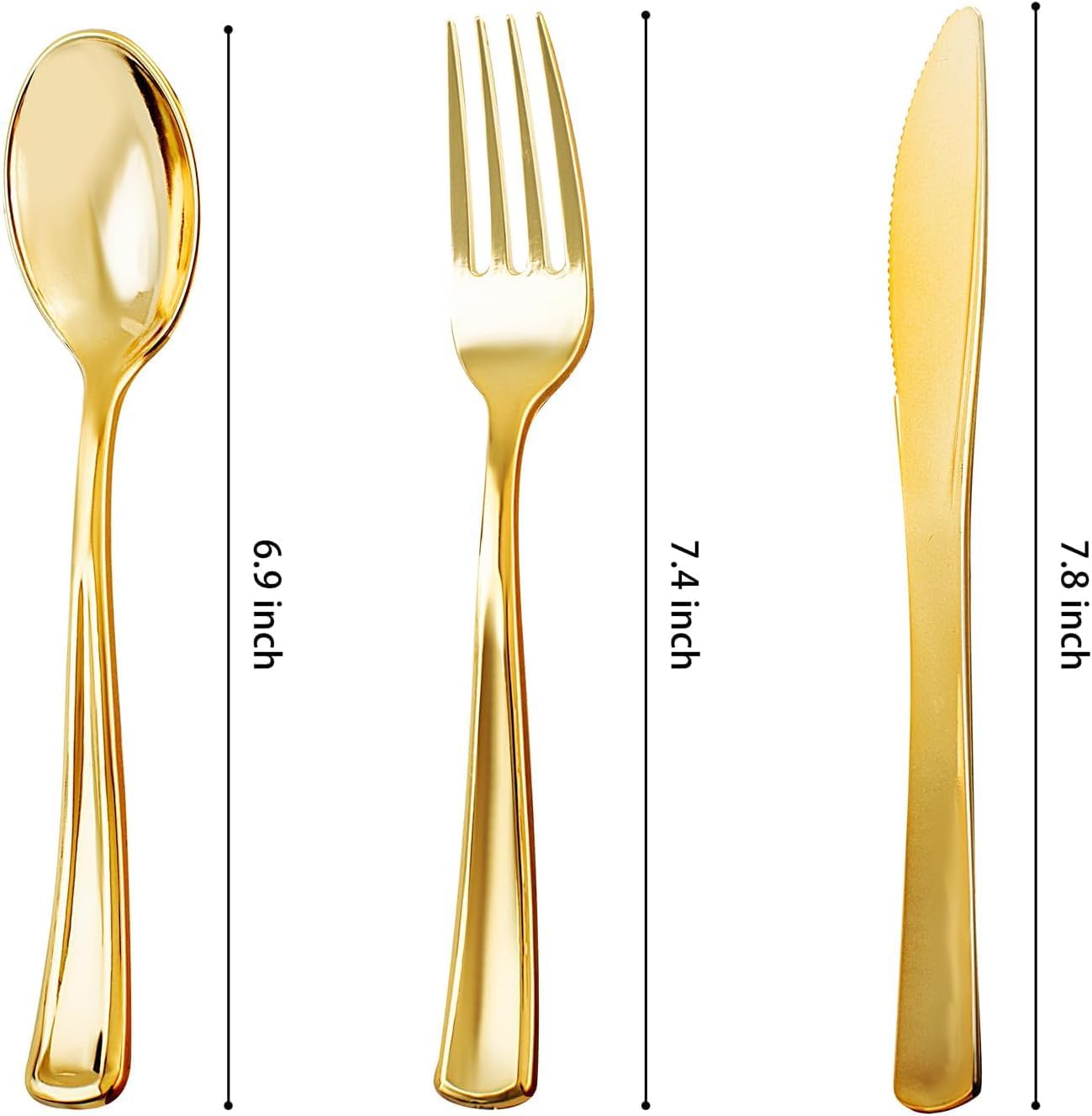 NOCCUR 400PCS Gold Plastic Silverware - Gold Plastic Cutlery Include 200 Forks, 100 Spoons, 100 Knives, Disposable Silverware Perfect for Party&Daily Using