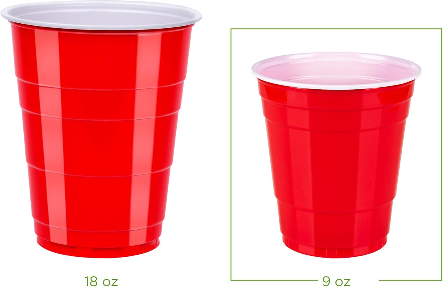 Amazon Basics Small Disposable Plastic Party Cups, Red, 9oz, 50 Count