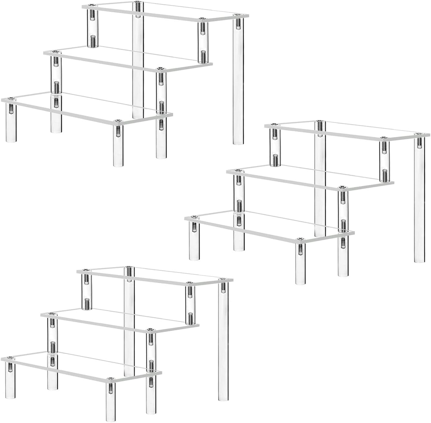 Acrylic Display Risers,Clear Acrylic Risers Display Stand Shelf 3 Tiered Cupcake Stand Perfect for Amiibo Funko Pop Figure Desserts Stand Tabletop Perfume Colognes Toys Collections Cosmetic