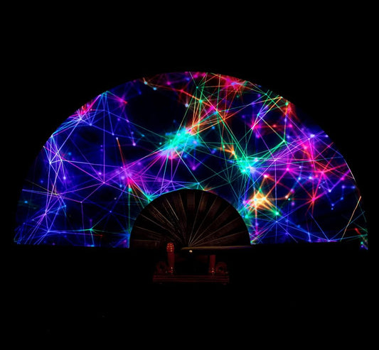 Amajiji Rave Folding Hand Fan Popping Fans for Line Dancing, Large Clacking Fans Clap Fan for Boots On The Ground Dance,Party,Decoration,Festival (Starry Sky)