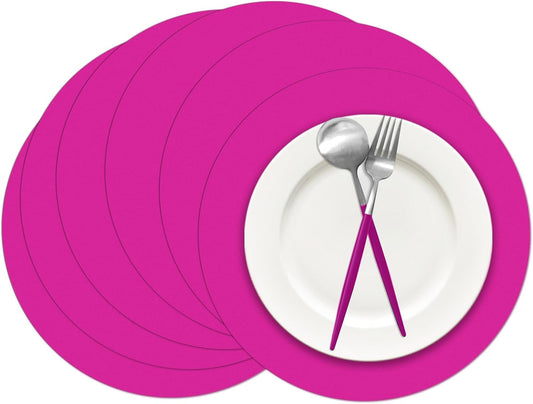 50 Pieces Hot Pink Paper Place Mats Round Disposable Table Mats Decorative Placemats for Wedding Bridal Shower Hot Pink Birthday Party Dining Decor