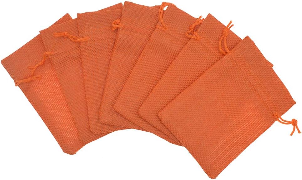 20Pcs Orange Burlap Gift Bags with Drawstring, 5.9 x 7.5 Inch Linen Jewelry Gift Bags for Halloween Goody Christmas Wedding Favor and DIY Crafts