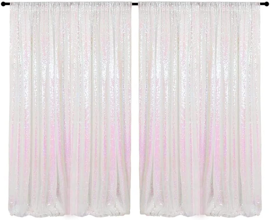 4FTx8FT Iridescent Sequin Backdrop Curtains 2 Panels Sparkly Background Drapes for Parties Baby Shower Decorations