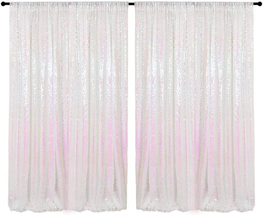 4FTx8FT Iridescent Sequin Backdrop Curtains 2 Panels Sparkly Background Drapes for Parties Baby Shower Decorations