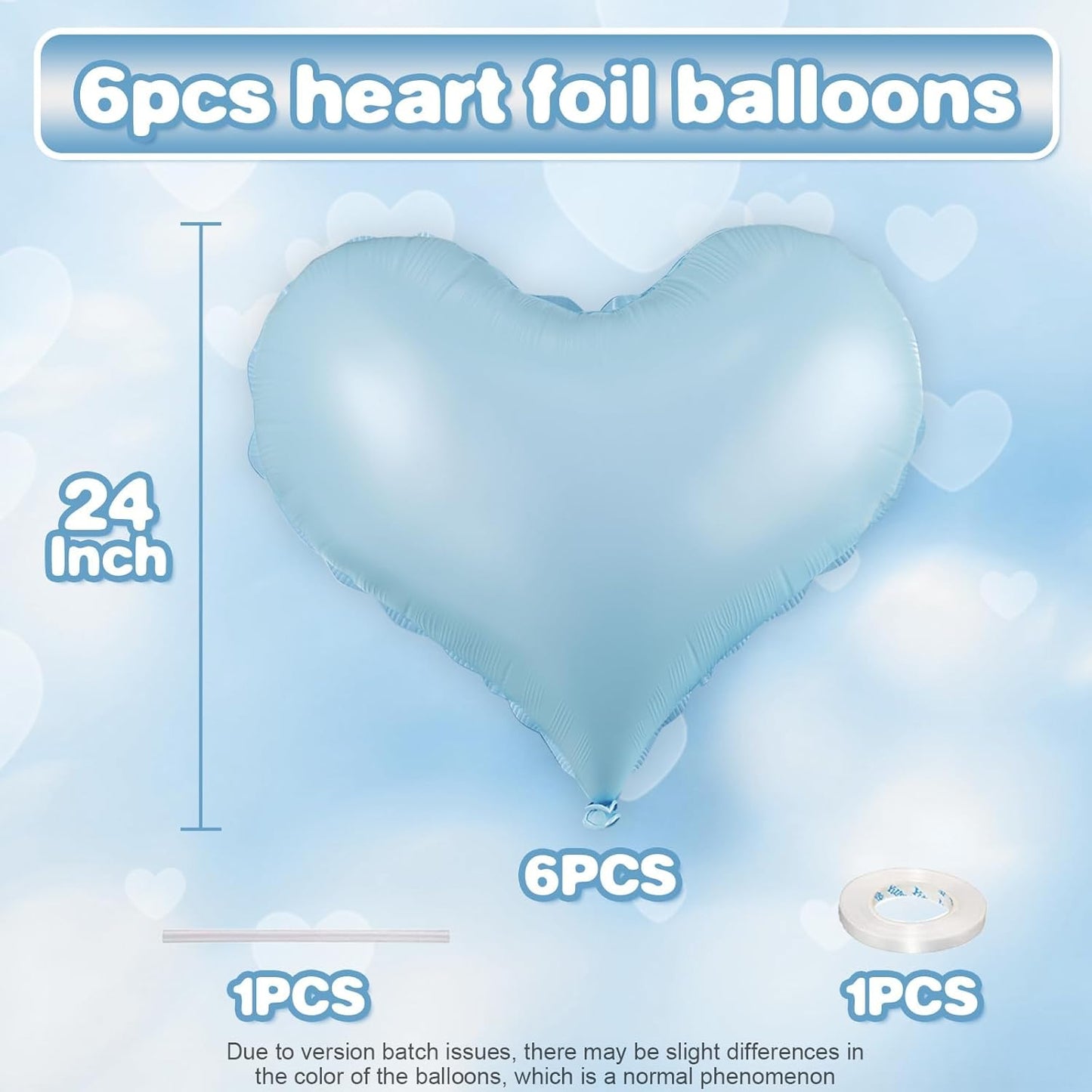 Blue Heart Balloons,24Inch Large Baby Blue Heart Foil Balloons for Valentine's Day Birthday Wedding Baby Shower Anniversary Party Decorations