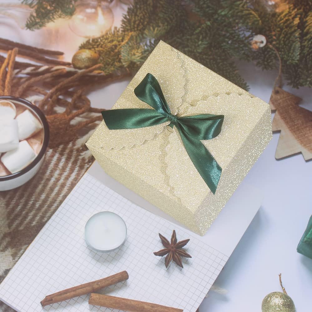 WEWILUCK Small Gift Boxes for Presents, Gold Glitter Christmas Gift Boxes Bulk for Women, Man, Empty Square Gift Box for Gifts Widely Used in Various Occasions(4.75” x 4.75” x 3.53”)