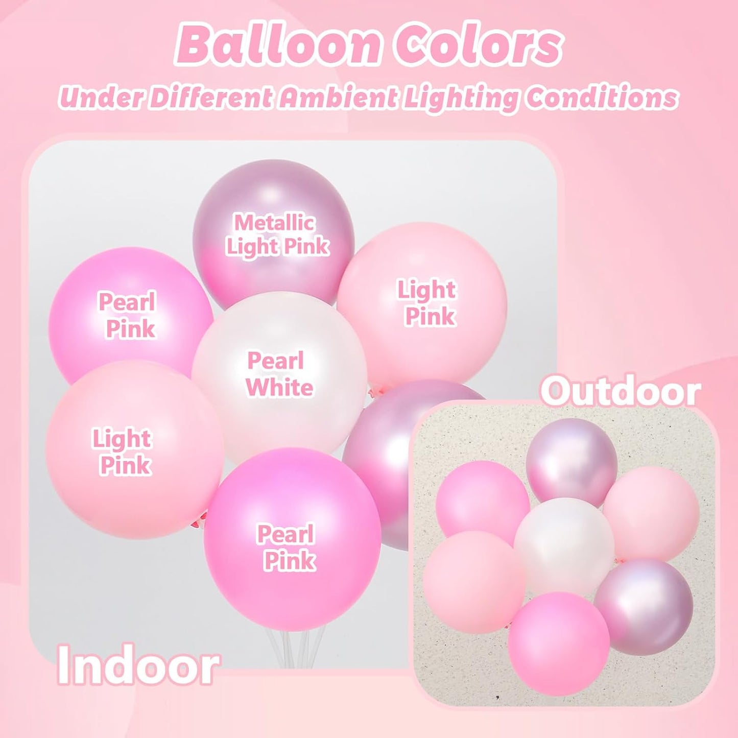 Light Pink and White Balloons, 60pcs 12inch Pearl Light Baby Pink Confetti White Balloons for Wedding Bridal Shower Baby Shower Pink Birthday Decorations