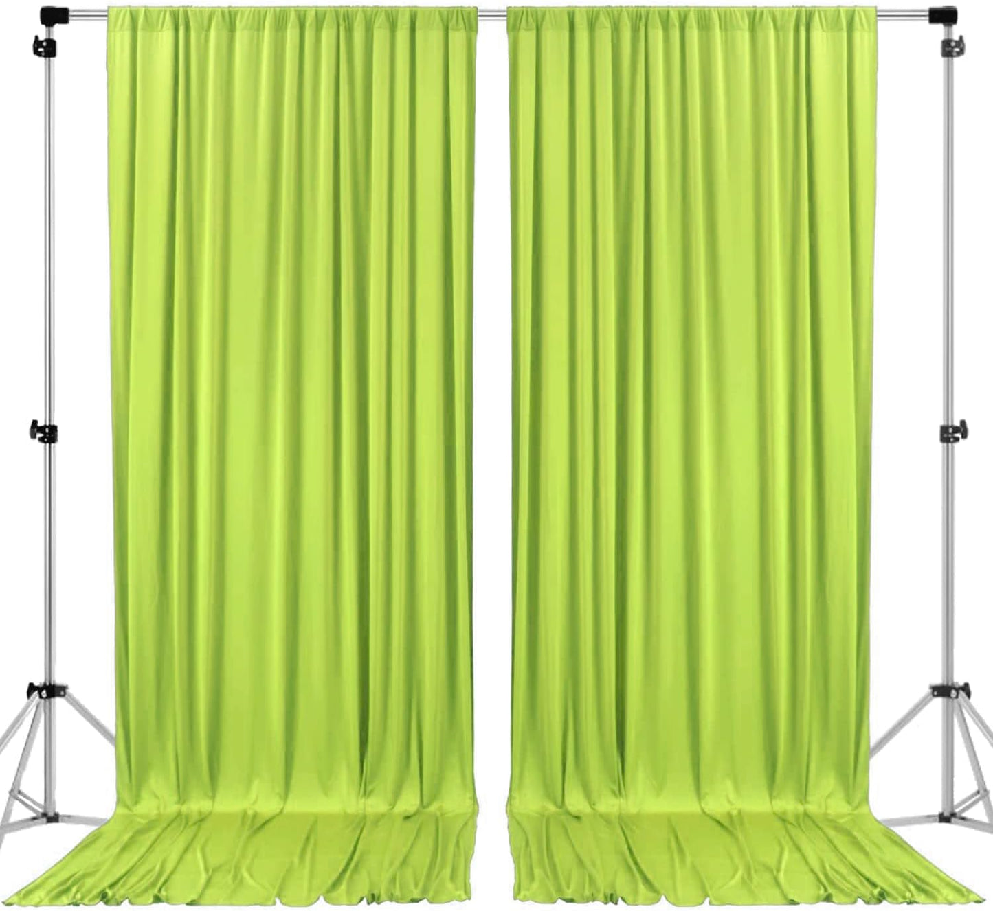 AK TRADING CO. 10 feet x 10 feet Light Green Polyester Backdrop Drapes Curtains Panels with Rod Pockets - Wedding Ceremony Party Home Window Decorations, 5FT x 10FT