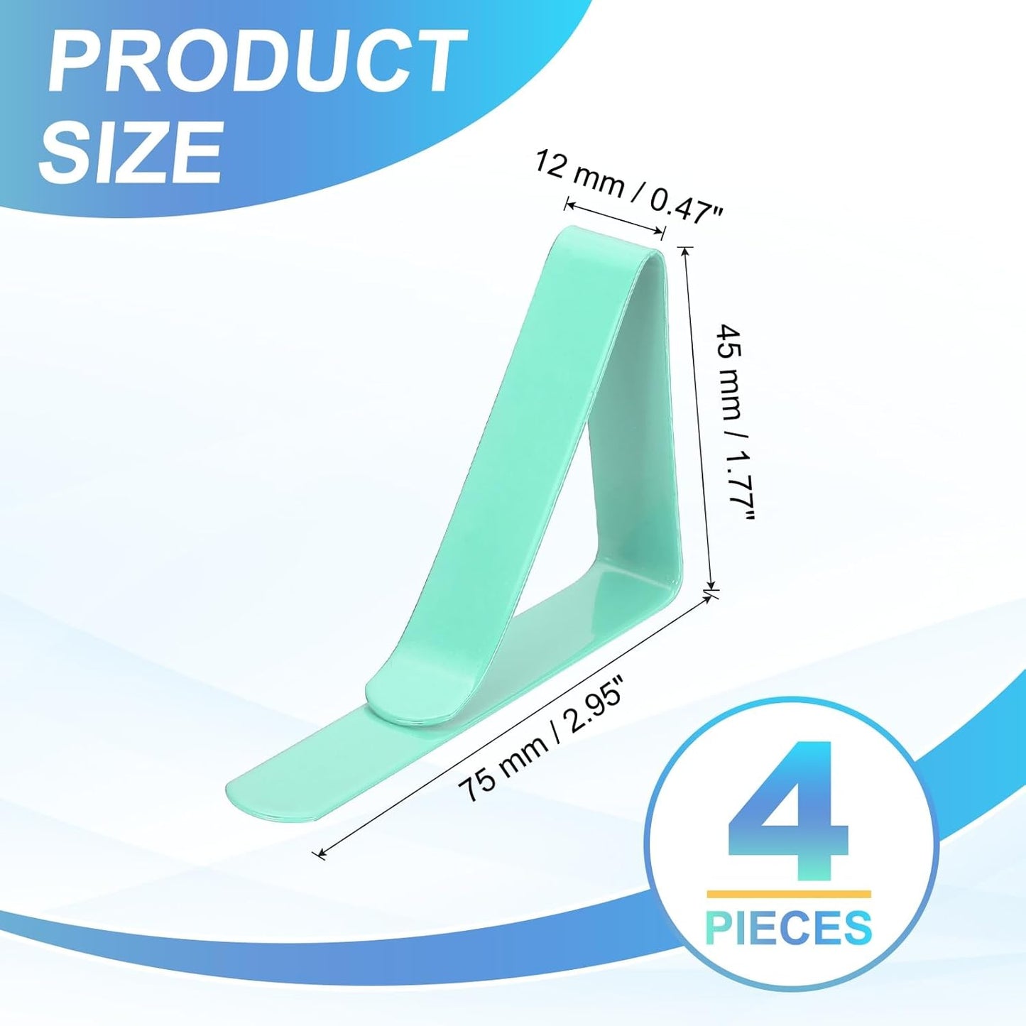 uxcell 4 Pack Tablecloth Clips, Stainless Steel Table Cloth Cover Clamps, 2.95" x 1.77" Windproof Holder Clips for Home Party Picnic Wedding Camping Dining Tables, Green