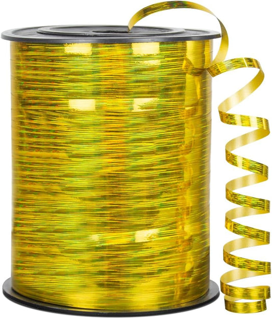 KMER LIFE Glossy Gold Curling Ribbon, 1/5" Wide x 500 Yards Christmas Curling Ribbons for Gift Wrapping, Party Decoration, Balloon String, Hair, Ribbons for Florist Flower (1 Roll)