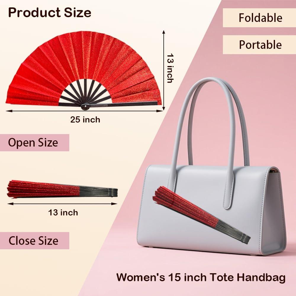 Large Clacking Folding Hand Fans for Line Dancing, Boots on The Ground Rave Hand Fan for Women Foldable, Party, Festival, Decoration