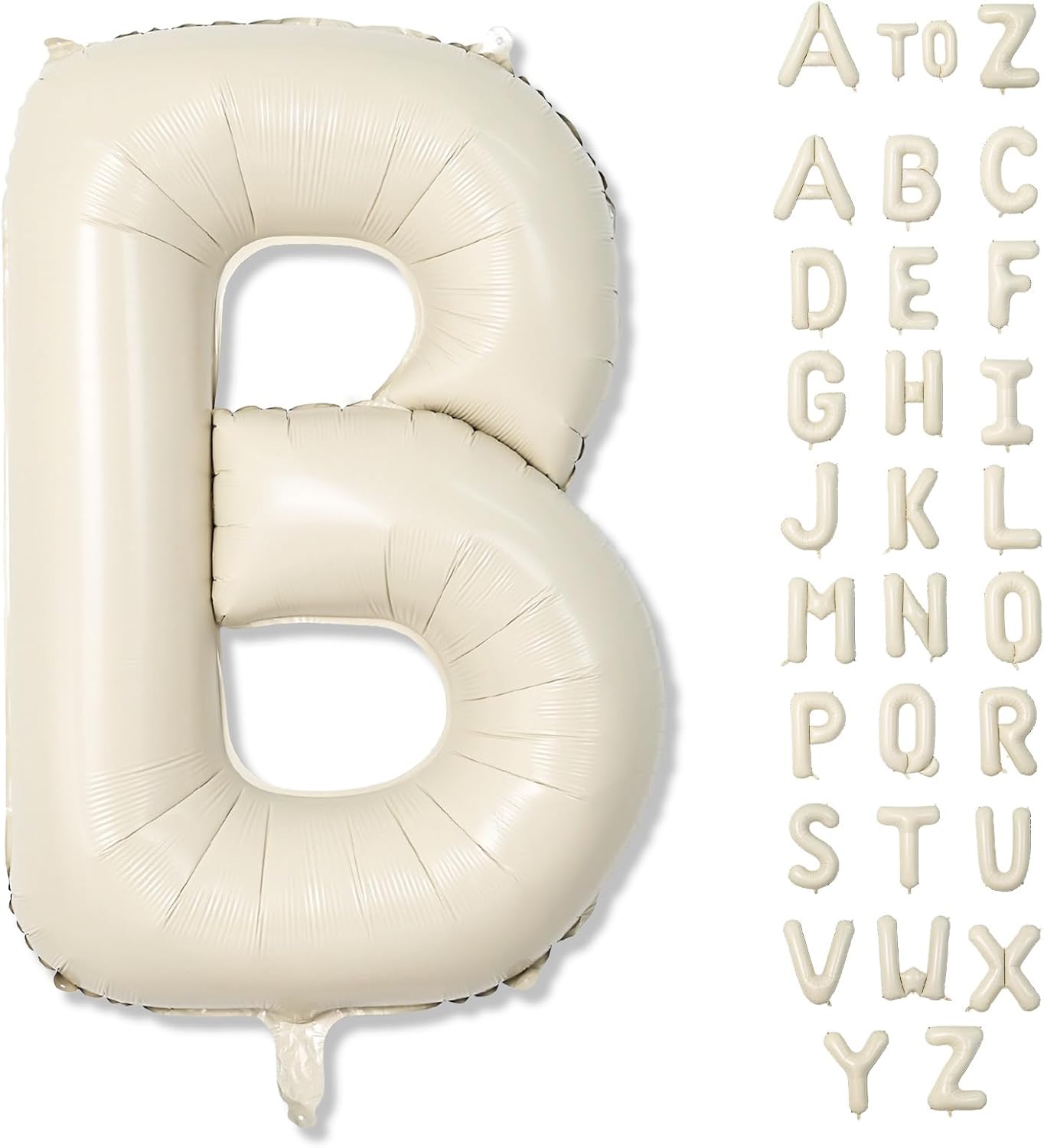 40 Inch Letter Balloons Cream, Big Alphabet B Foil Word Beige, Large Inflatable Name White Decor, Mylar Helium Custom for Women Birthday Party Decoration