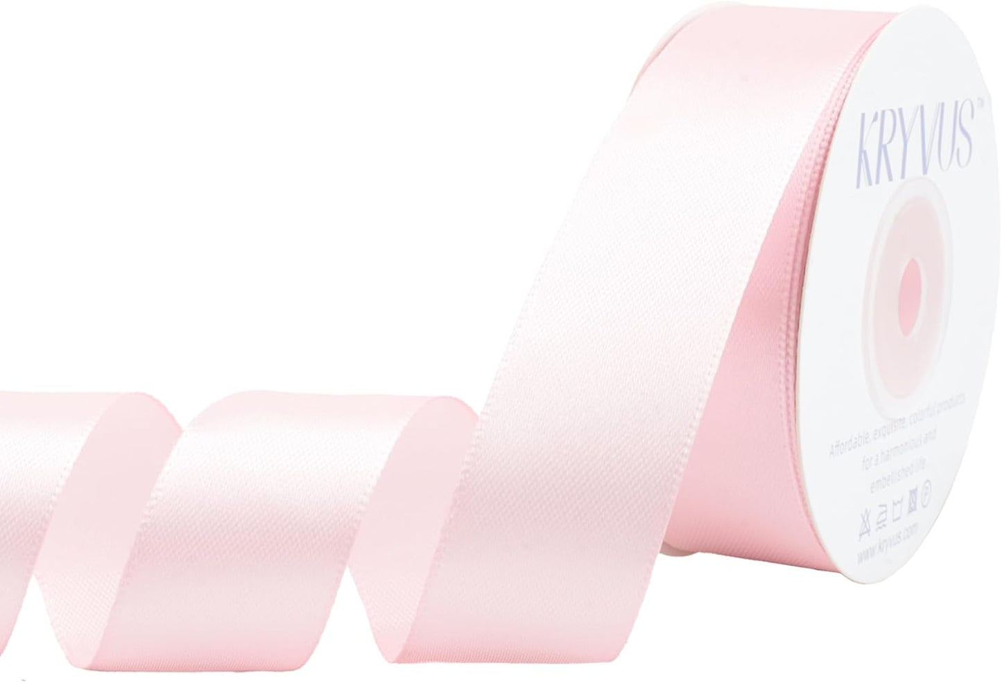 Baby Pink Satin Ribbon 1 inch X Continuous 25 Yards, Single Face Polyester Ribbon Perfect for Gift Wrapping, Flower Bouquet, Wedding Decor, Crafts, Bow Making, Sewing and More