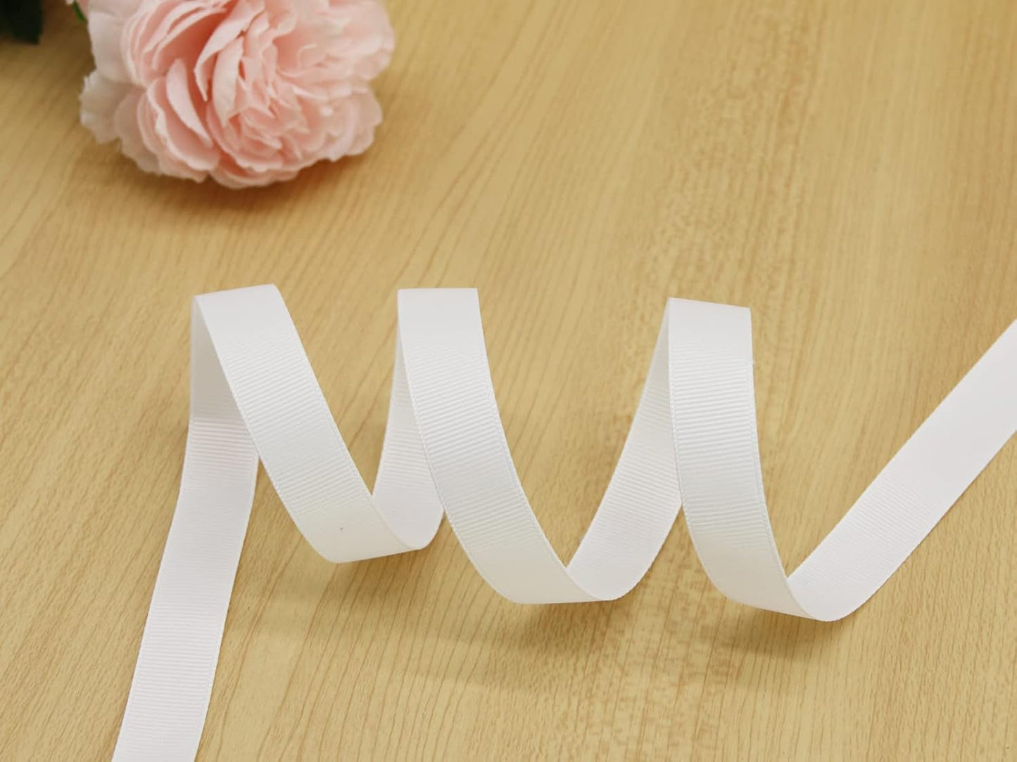 Jesep One Roll 100 Yards 5/8" Soild Grosgrain Ribbon Boutique Gift Wrapping Package Ribbon, DIY Crafts Bow Hair Headband Accessories Assorted Ribbon #29(5/8" 15mm, White)