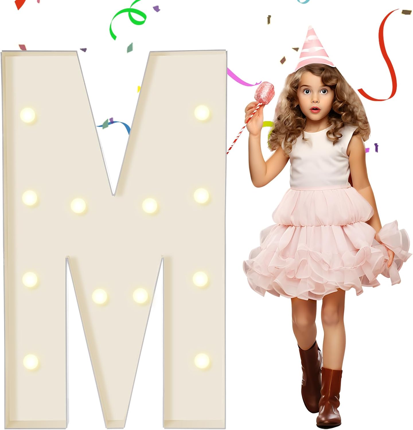 EUFONY Marquee Letters 4 Feet Tall, 4 FT Marquee Light Up Letters, Giant Light Up Letters 4FT for Birthday Party Baby Shower Gender Reveal Graduation Prom Decorations, Letter M with LED Lights DIY Kit