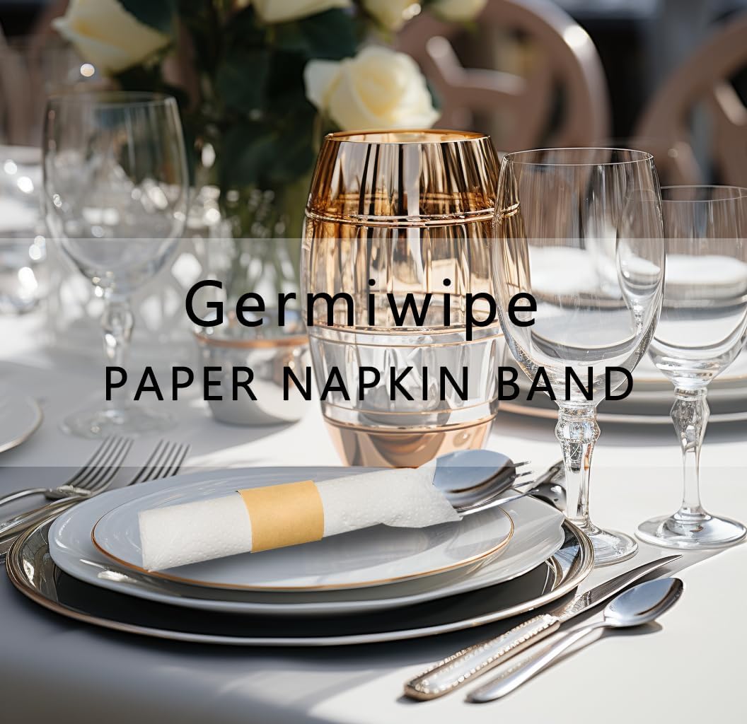 Germiwipe Paper Napkin Band Box of 500,Napkin Rings Self Adhesive,Silverware Wraps Bands (Kraft, Kraft - 500pcs)