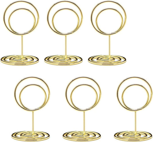 20pcs Mini Place Card Holders, Cute Table Number Holders, Small Size Table Card Holder Tables Number Stands, Wire Photo Picture Menu Clips for Wedding centerpieces, Anniversary Party (Gold)