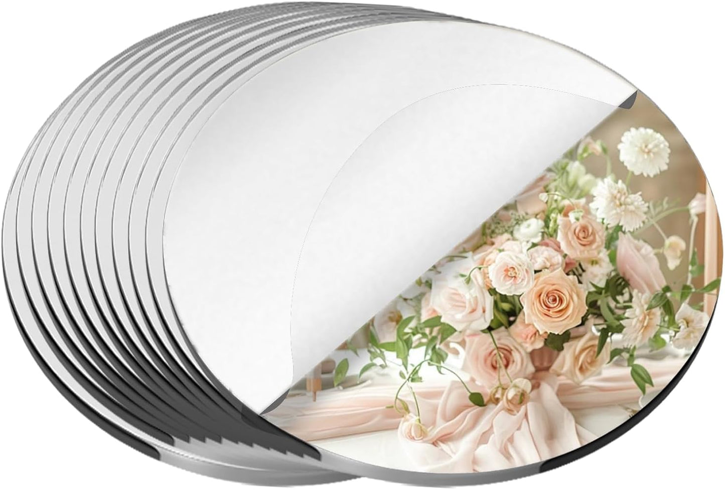 9 Pcs Round Mirror Centerpieces for Tables Decorations, 10" 2mm Thick Acrylic Mirror Centerpieces Tray Candle Plate Centerpiece for Wedding Table Centerpieces Decorations Wall Decor