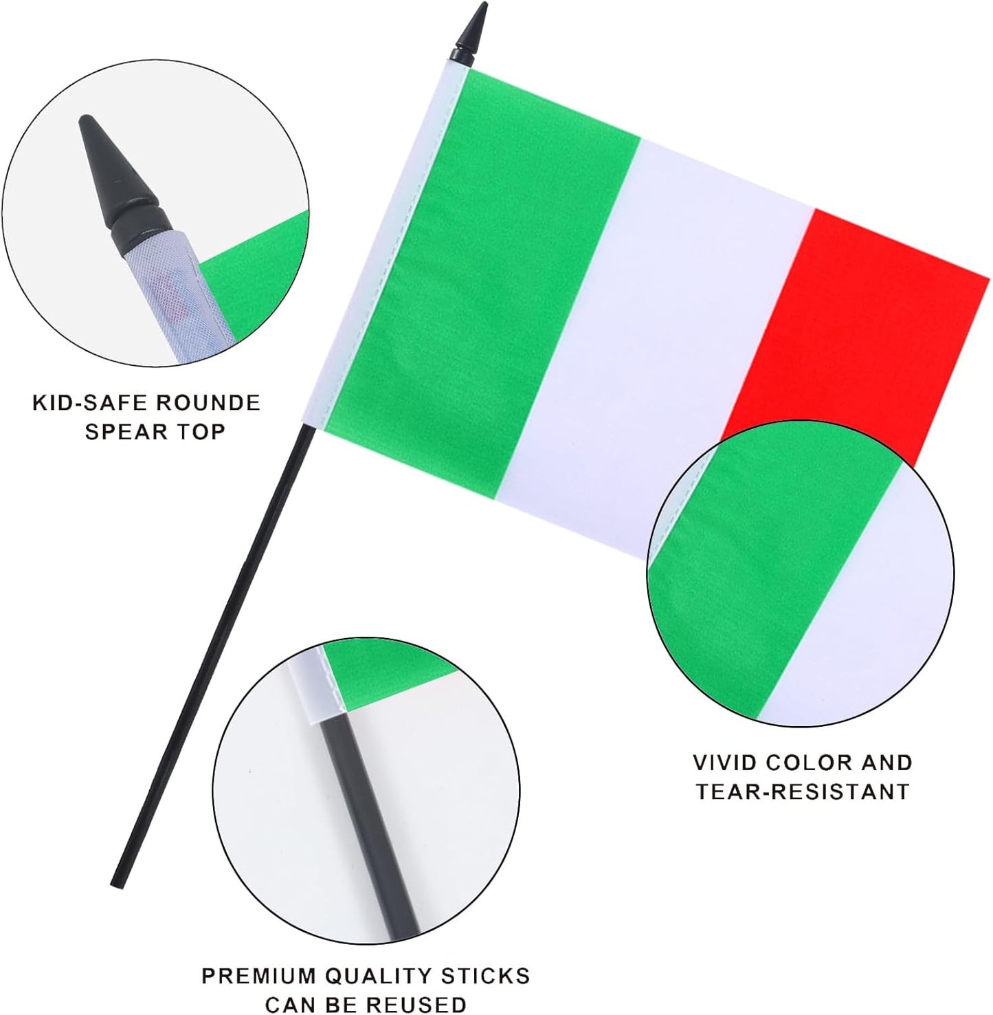 Italy Desk Flag 12" Solid Pole Deluxe Set Italian Flags Banner Mini Small Italy Office Table Flags with Black Stand Base Desktop Decorations(2Pack)