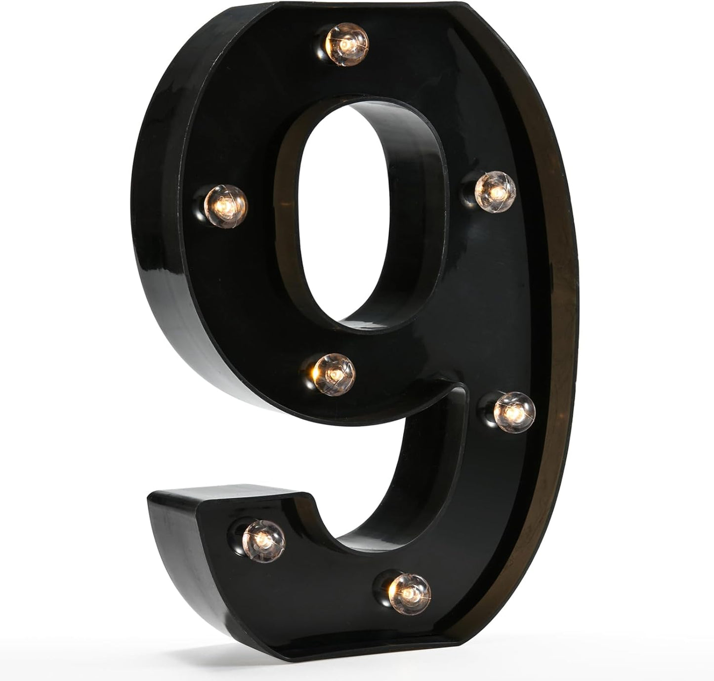 OYCBUZO Light Up Black Alphabet Marquee Number Sign LED Marquee Number Lights Sign for Night Light Home Bar Christmas Lamp Birthday Party Wedding Decoration 9