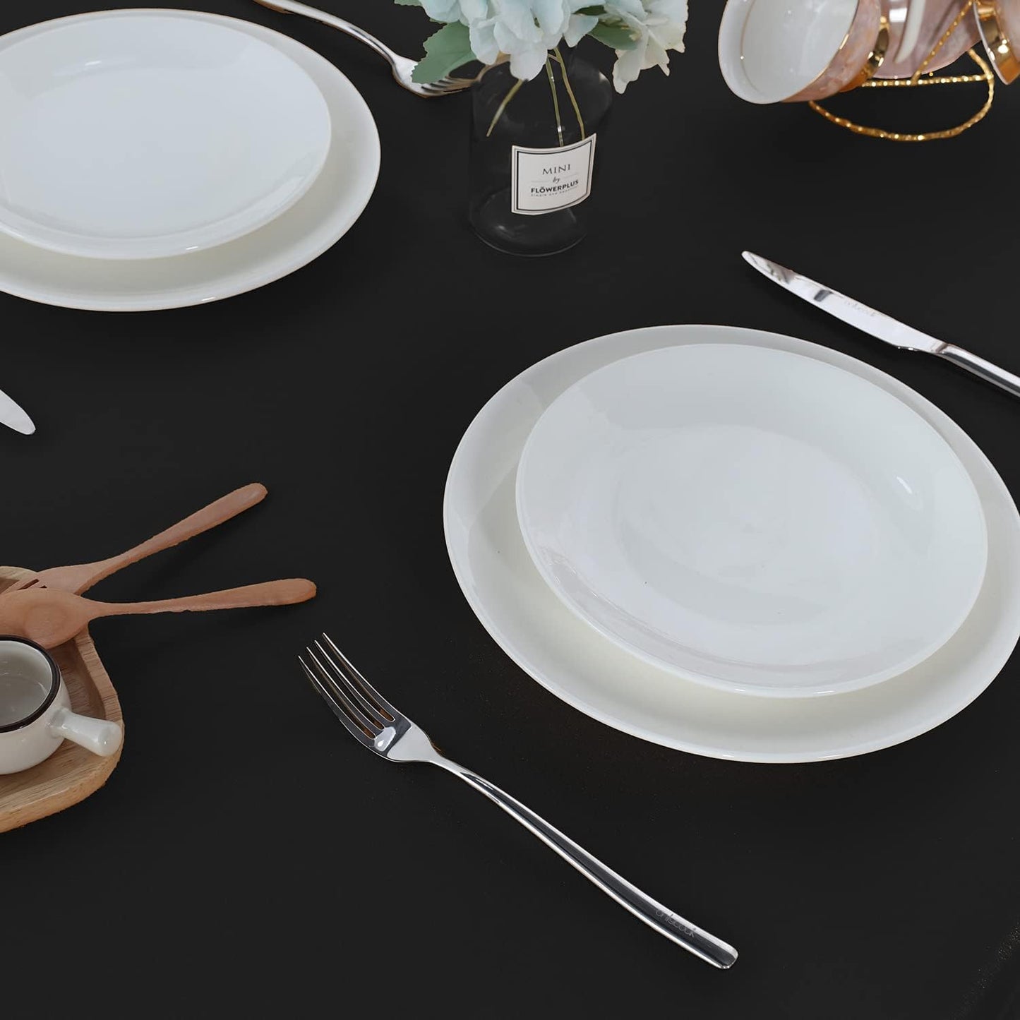 Fitable Rectangle Tablecloth Stain and Wrinkle Resistant Washable Polyester Table Cloth for Buffet Parties and Camping (70x108 inch, Black)