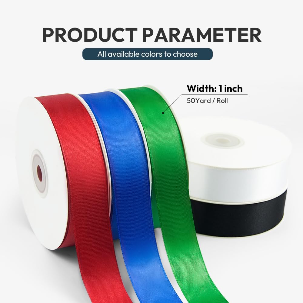 KMER LIFE 1 inch Wide x 50 Yards Purple Single Faced Polyester Satin Ribbon, Purple Satin Ribbon Perfect for Wedding Decor, Wreath, Crafts, Gift Wrapping & Other Projects (Purple)