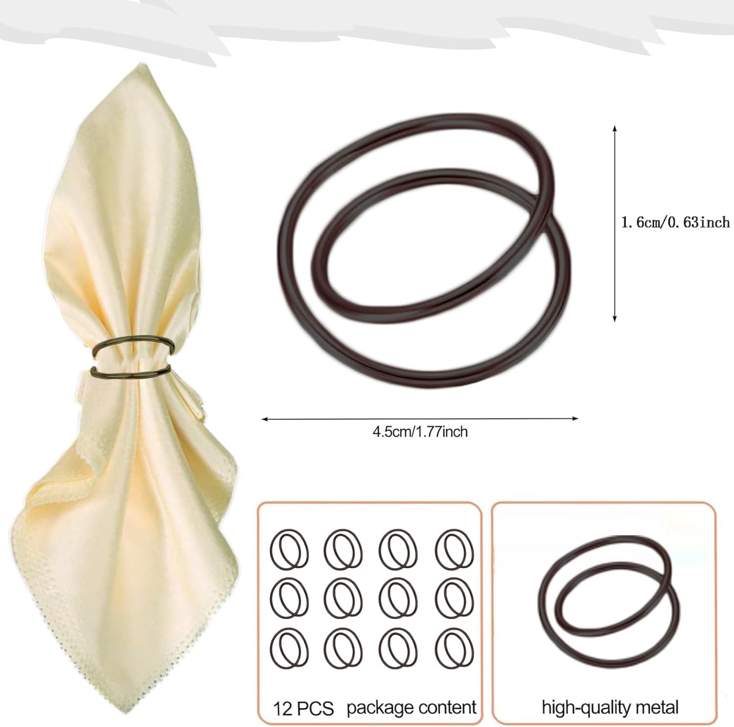 Black Napkin Rings - 12 PCS Metal Spiral Napkin Rings(Spiral) Napkin Holders Buckles for Family Dinner, Wedding, Party,Table Decorations