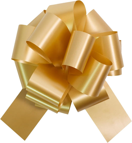 12 PCS 6 Inch Golden Pull Bows - Perfect for Gift Wrapping, Wedding Decor, Car Bows, Birthday Parties, Christmas and Valentine's Day