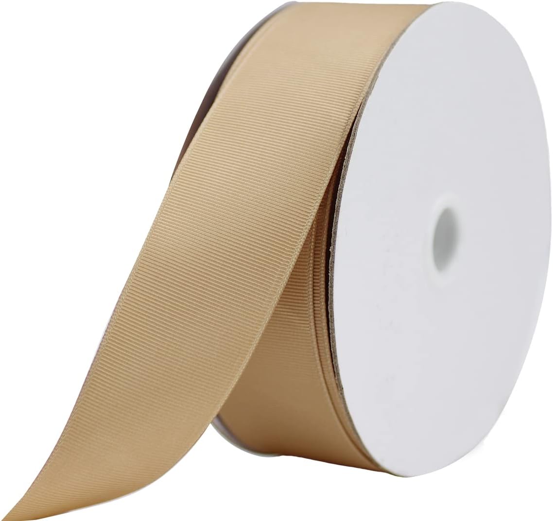Jesep One Roll 50 Yards Khaki Soild Grosgrain Ribbon 1-1/2 inch Boutique Gift Wrapping Package Ribbon, DIY Crafts Bow Hair Headband Accessories Assorted Ribbon #835 (38mm)