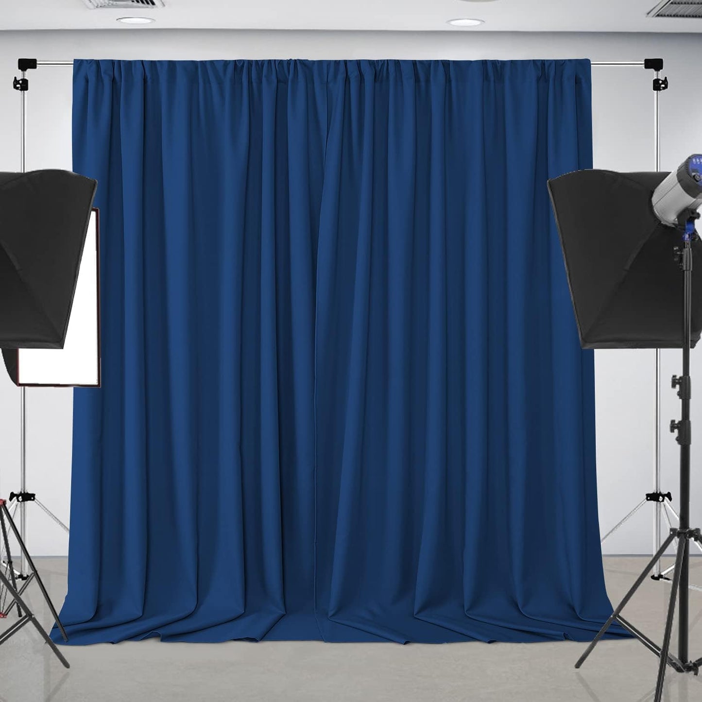 Joydeco Blue Backdrop Curtains for Wedding, Polyester Backdrop Drapes for Photo Background Baby Shower Decorations, Wrinkle Free Polyester 5ft x 7ft Fabric Drape 2 Panels with Rod Pockets