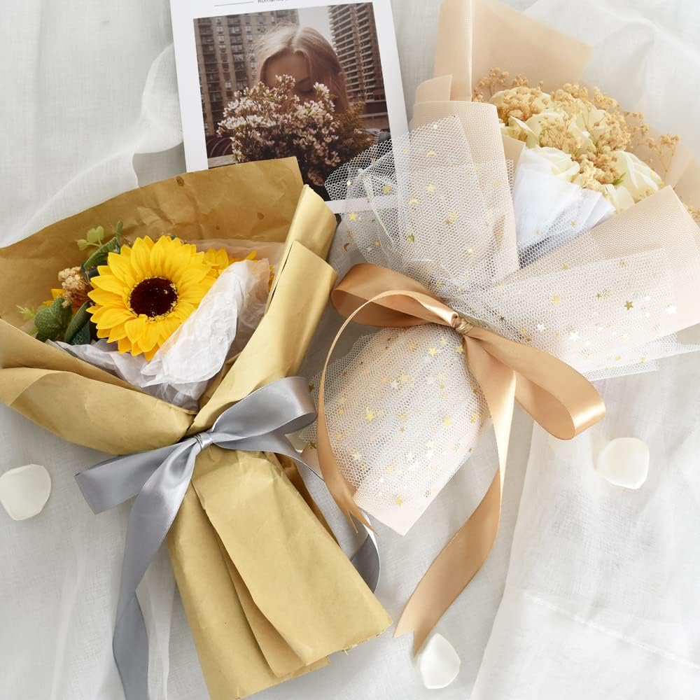 TONIFUL 1 Inch x 100yds Gold Satin Ribbon, Thin Solid Color Satin Ribbon for Gift Wrapping, Crafts, Hair Bows Making, Wedding Party Decoration, Invitation Cards, Floral Bouquets, Christmas