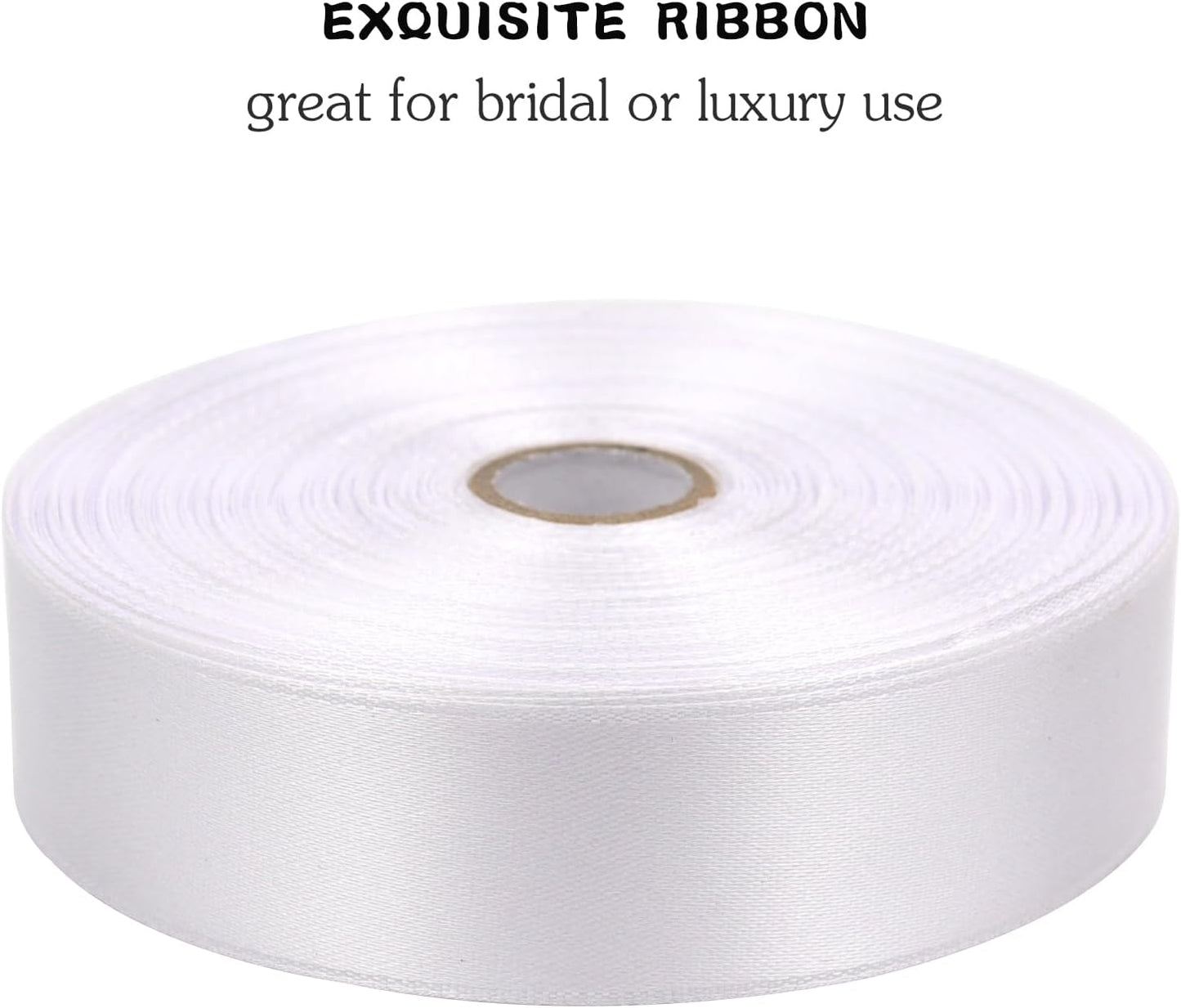 White Solid Satin Ribbon 1 Inch 50 Yards Solid Polyester Fabric Ribbon for Gift Wrapping Wedding Christmas Baby Shower Birthday Party Decoration Handmade Immortal Flower Craft