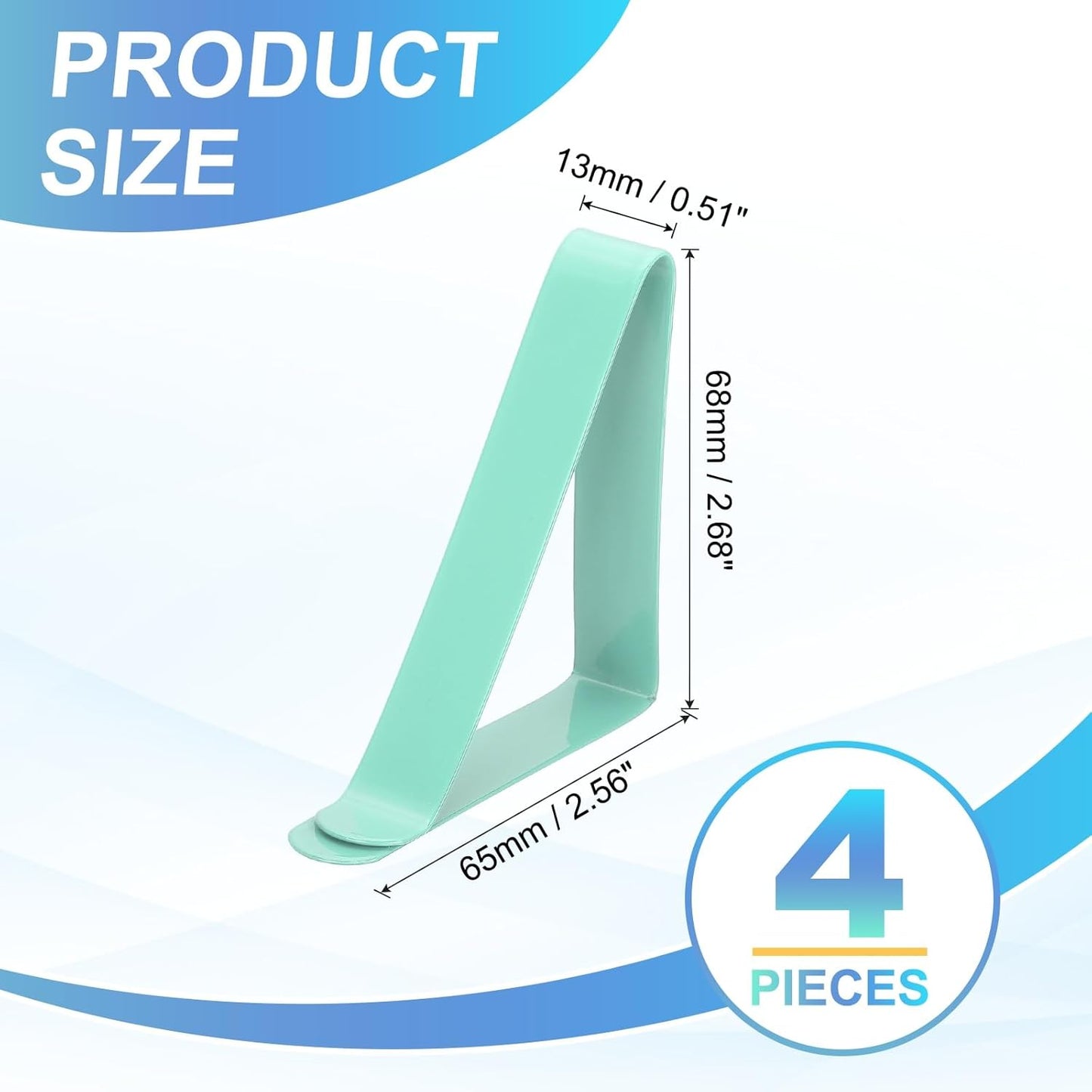 uxcell 4 Pack Tablecloth Clips, Stainless Steel Table Cloth Cover Clamps, 2.56" x 2.68" Windproof Holder Clips for Home Party Picnic Wedding Camping Dining Tables, Blue Green